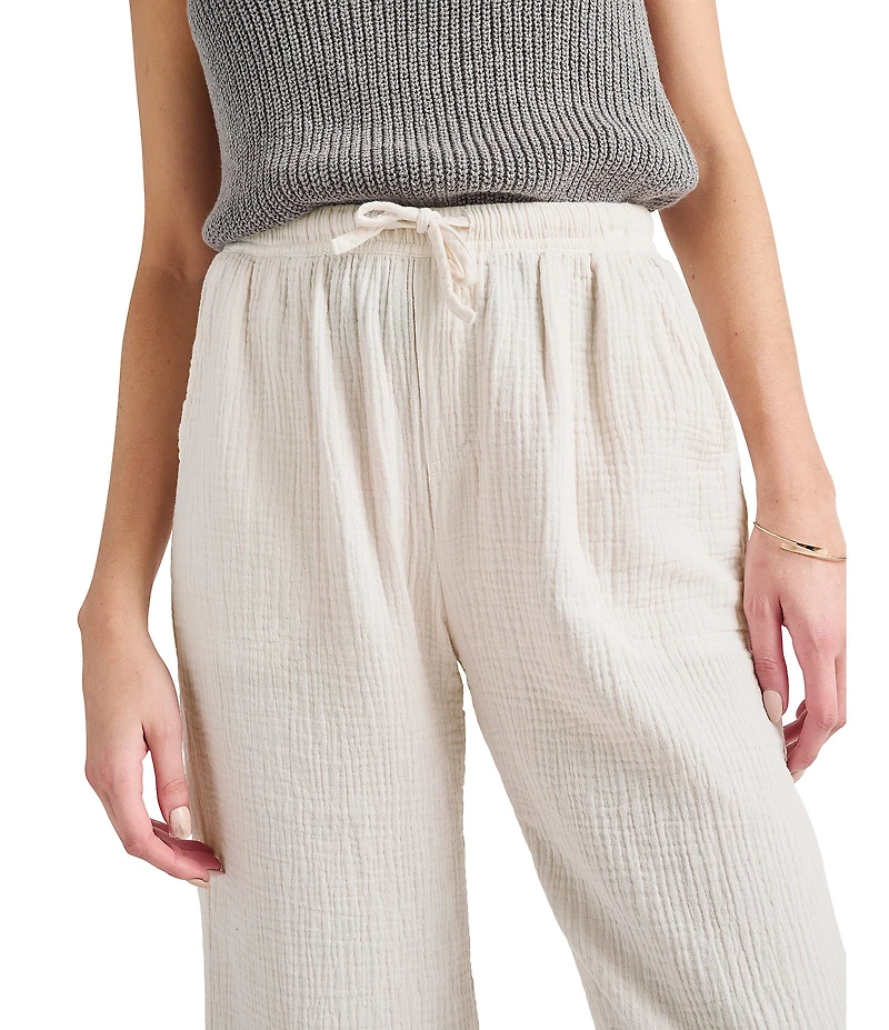 Splendid Adele Drawstring Gauze Cropped Relaxed Wide Leg Pants