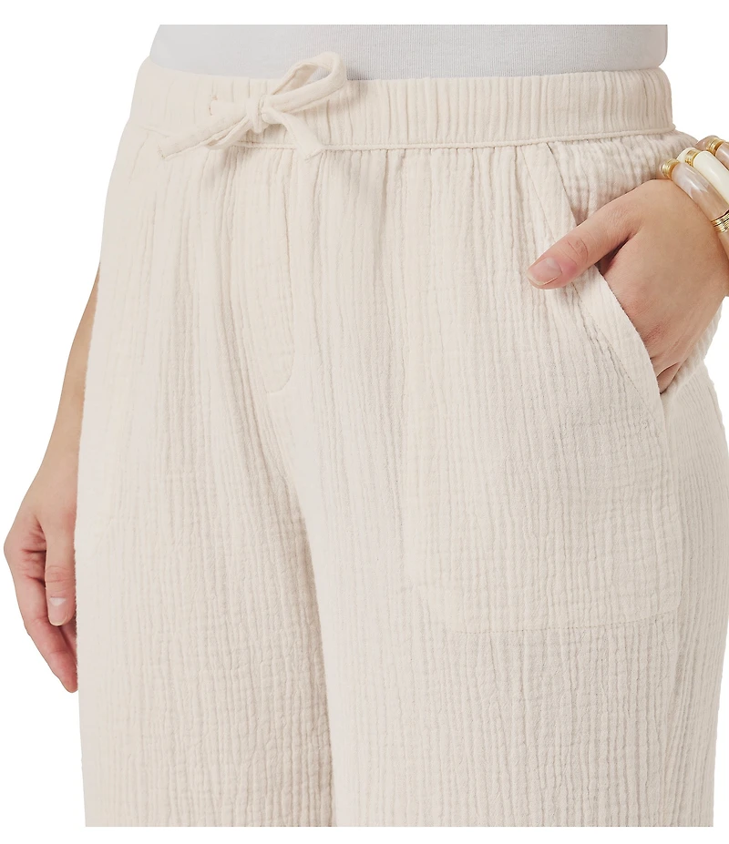 Splendid Adele Drawstring Gauze Cropped Relaxed Wide Leg Pants