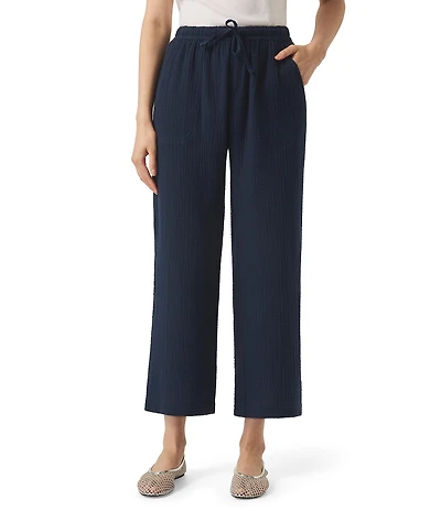 Splendid Adele Drawstring Gauze Cropped Relaxed Wide Leg Pants