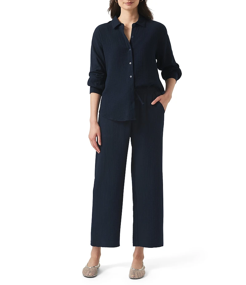 Splendid Adele Drawstring Gauze Cropped Relaxed Wide Leg Pants