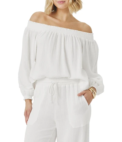 Splendid Adele Gauze Off-The-Shoulder Top