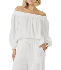Splendid Adele Gauze Off-The-Shoulder Top