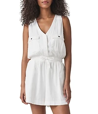 Splendid Adelina Knit V-Neck Sleeveless Romper