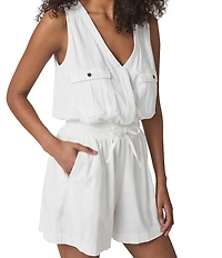 Splendid Adelina Knit V-Neck Sleeveless Romper