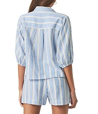 Splendid Ally Striped Knit V-Neck Short Sleeve Coordinating Top