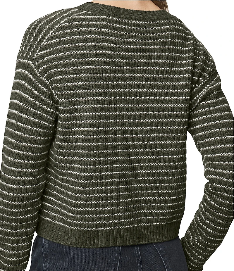 Splendid Amber Wool Blend Knit Striped Round Neck Long Sleeve Cropped Cardigan