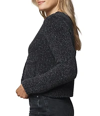 Splendid Andrea Knit Round Neck Long Sleeve Cropped Cardigan