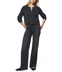 Splendid Andrea Knit Round Neck Long Sleeve Cropped Cardigan