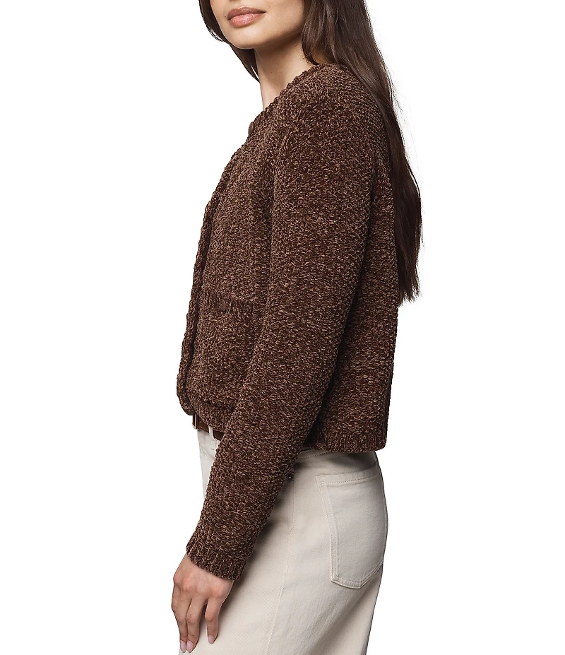 Splendid Andrea Knit Round Neck Long Sleeve Cropped Cardigan