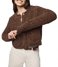 Splendid Andrea Knit Round Neck Long Sleeve Cropped Cardigan
