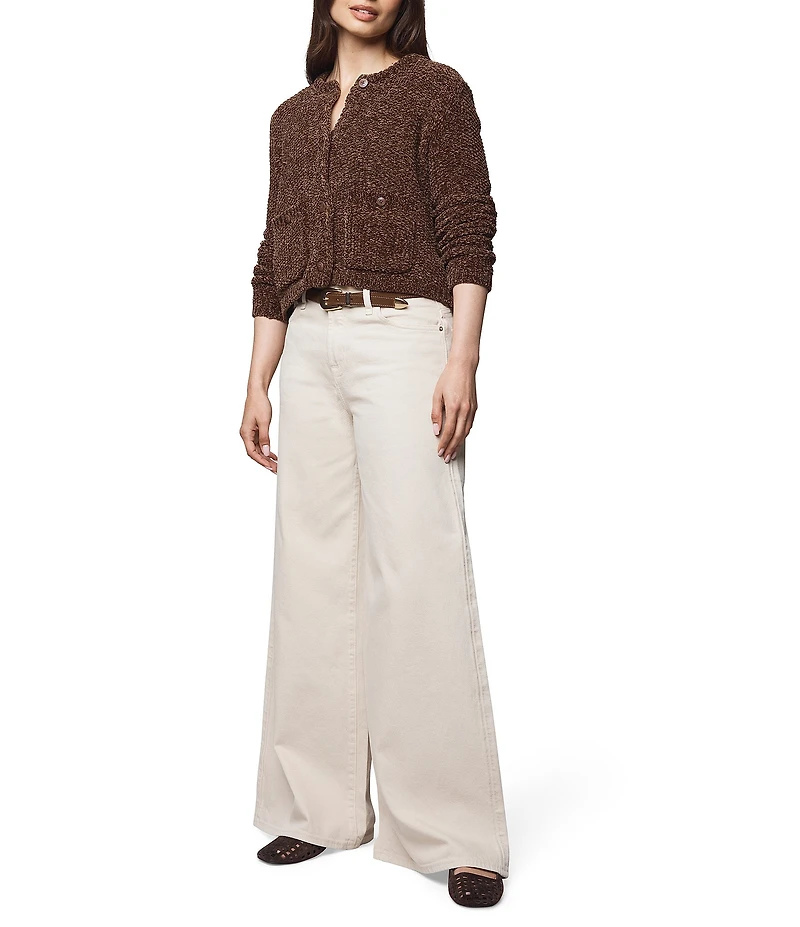 Splendid Andrea Knit Round Neck Long Sleeve Cropped Cardigan