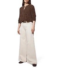 Splendid Andrea Knit Round Neck Long Sleeve Cropped Cardigan