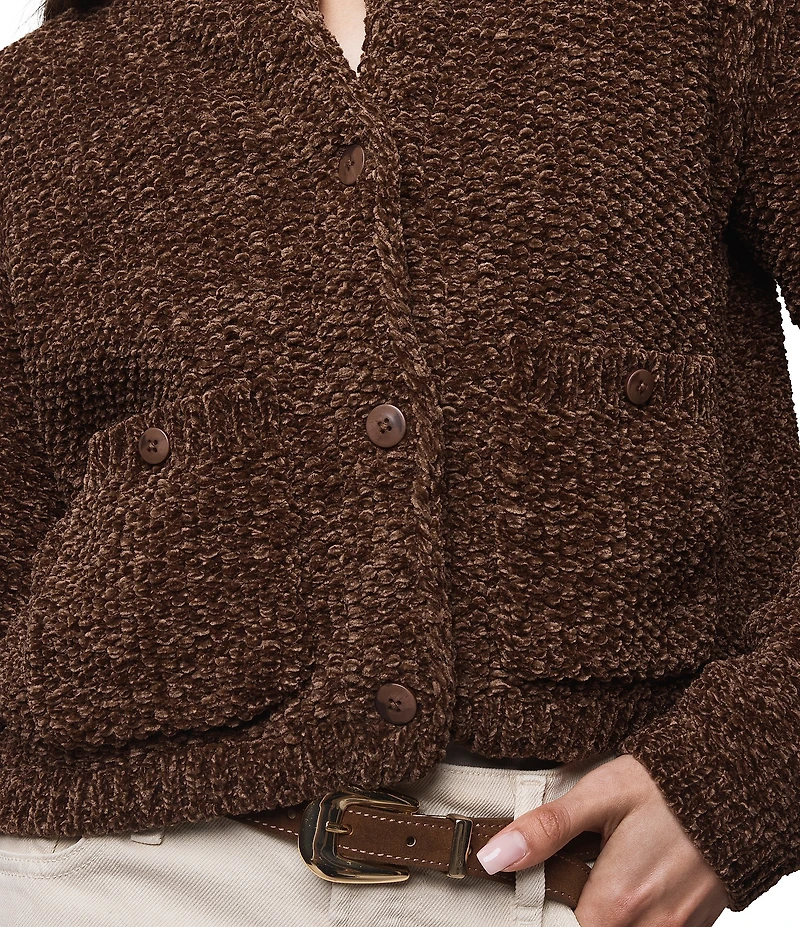 Splendid Andrea Knit Round Neck Long Sleeve Cropped Cardigan