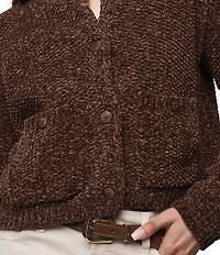 Splendid Andrea Knit Round Neck Long Sleeve Cropped Cardigan