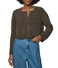 Splendid Andrea Knit Round Neck Long Sleeve Cropped Cardigan