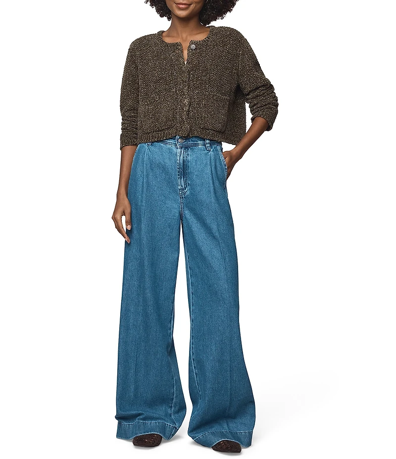 Splendid Andrea Knit Round Neck Long Sleeve Cropped Cardigan