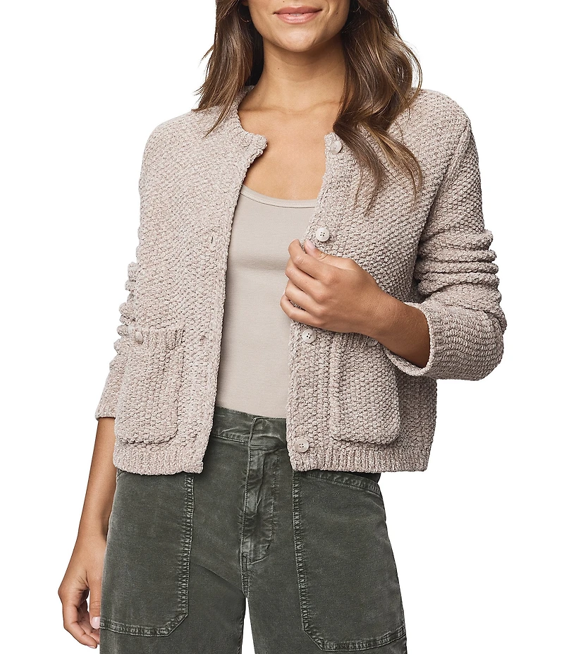 Splendid Andrea Knit Round Neck Long Sleeve Cropped Cardigan