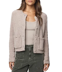 Splendid Andrea Knit Round Neck Long Sleeve Cropped Cardigan