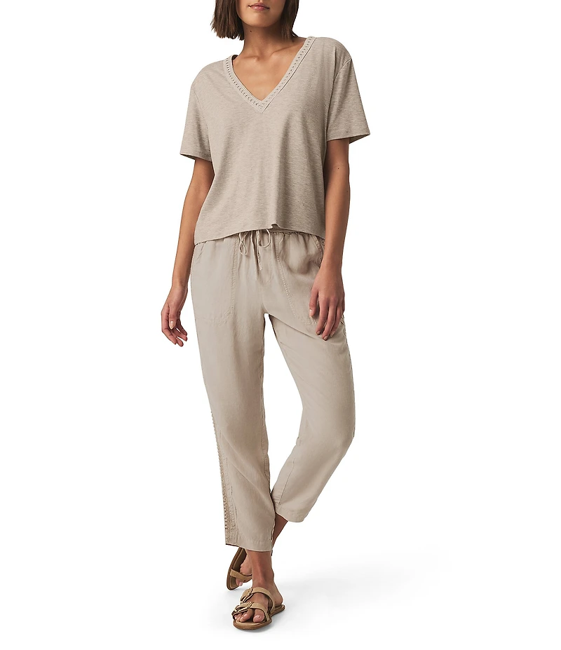 Splendid Angie Crochet Knit Mid Rise Lounge Ankle Pants