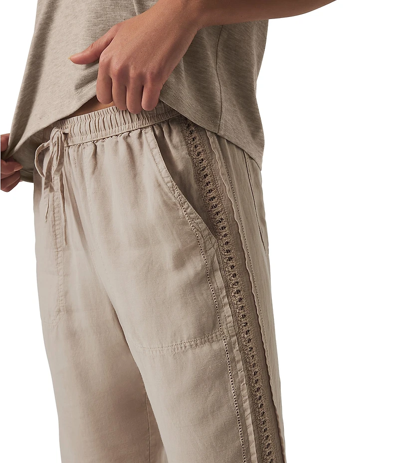 Splendid Angie Crochet Knit Mid Rise Lounge Ankle Pants