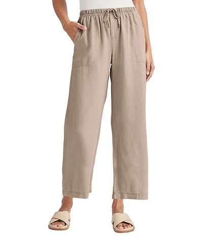 Splendid Angie Linen Blend Cropped Wide Leg Pants