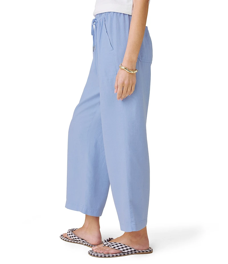 Splendid Angie Linen Blend Cropped Wide Leg Pants