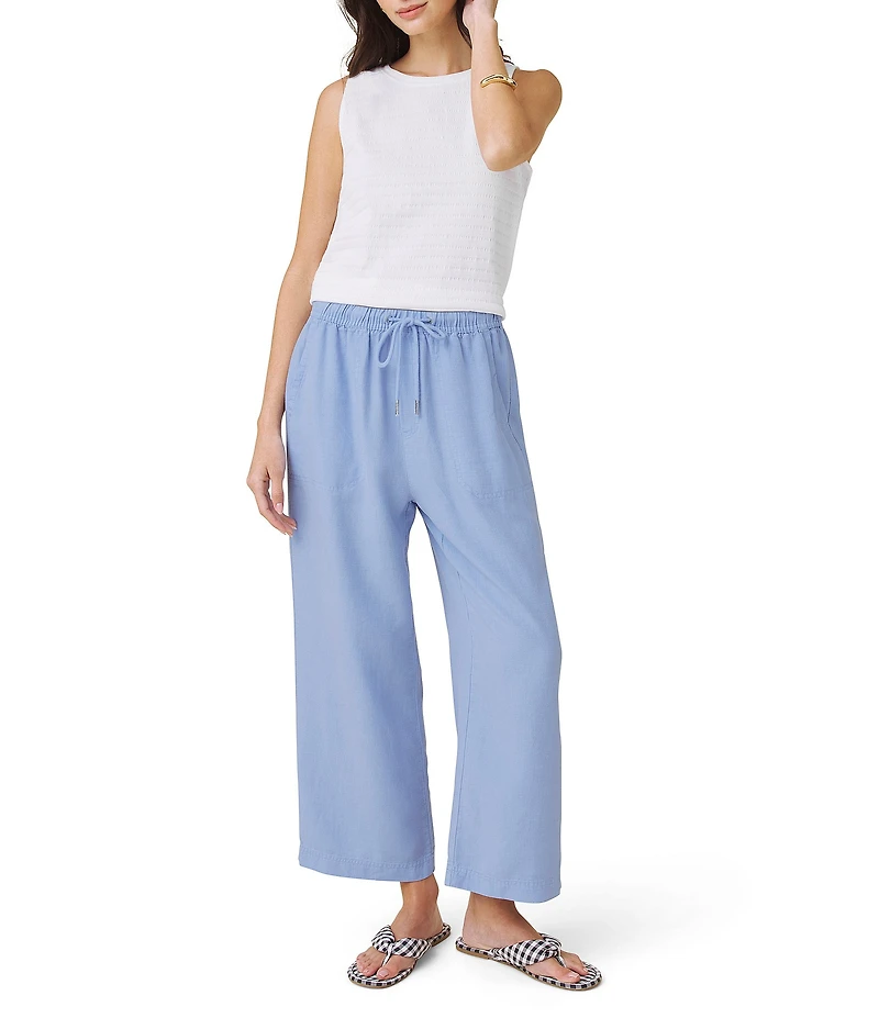 Splendid Angie Linen Blend Cropped Wide Leg Pants