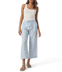 Splendid Angie Linen Knit Printed Mid Rise Cropped Wide Leg Pants