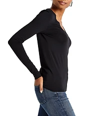 Splendid Bamboo Jersey V-Neck Long Sleeve Tee