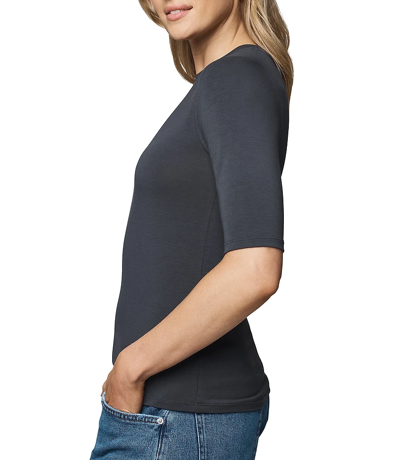 Splendid Bamboo Knit Crew Neck Quarter Sleeve Tee Shirt