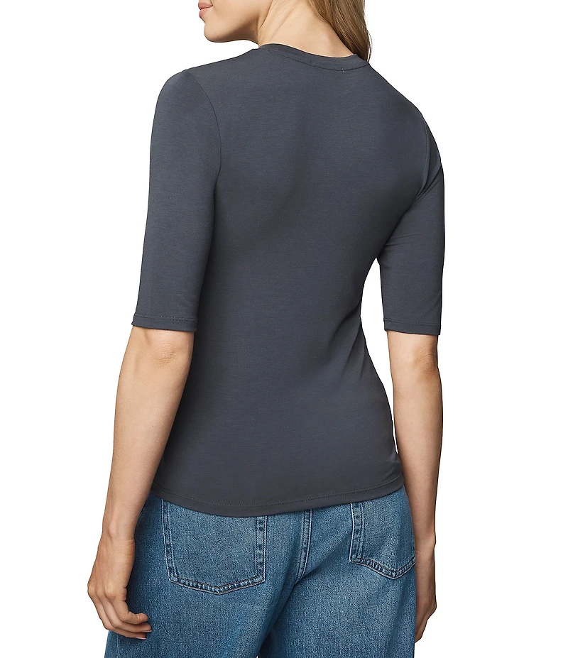 Splendid Bamboo Knit Crew Neck Quarter Sleeve Tee Shirt
