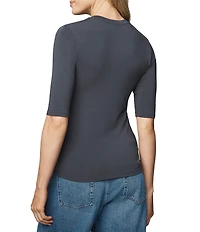 Splendid Bamboo Knit Crew Neck Quarter Sleeve Tee Shirt