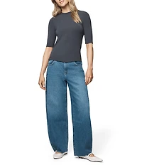Splendid Bamboo Knit Crew Neck Quarter Sleeve Tee Shirt