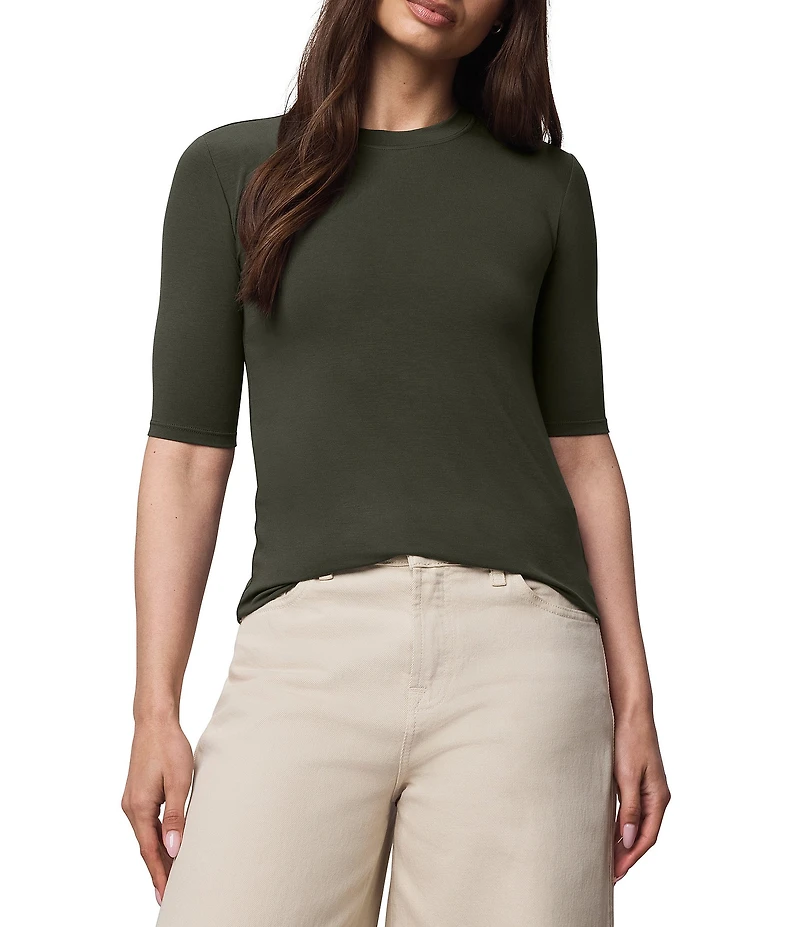 Splendid Bamboo Knit Crew Neck Quarter Sleeve Tee Shirt