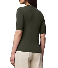 Splendid Bamboo Knit Crew Neck Quarter Sleeve Tee Shirt