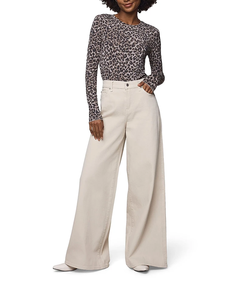 Splendid Bamboo Knit Leopard Print Round Neck Long Sleeve Tee