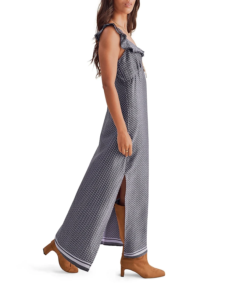 Splendid Baylee Polka Dot V-Neck Ruffle Maxi Dress