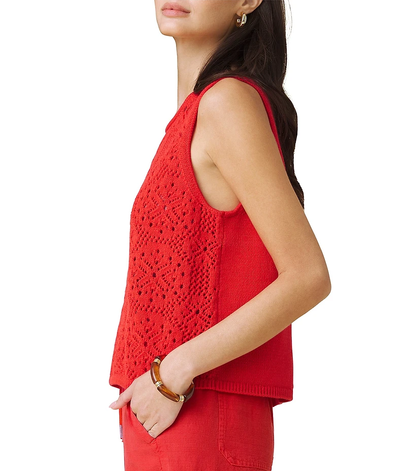 Splendid Beckham Crochet Crew Neck Sleeveless Tank
