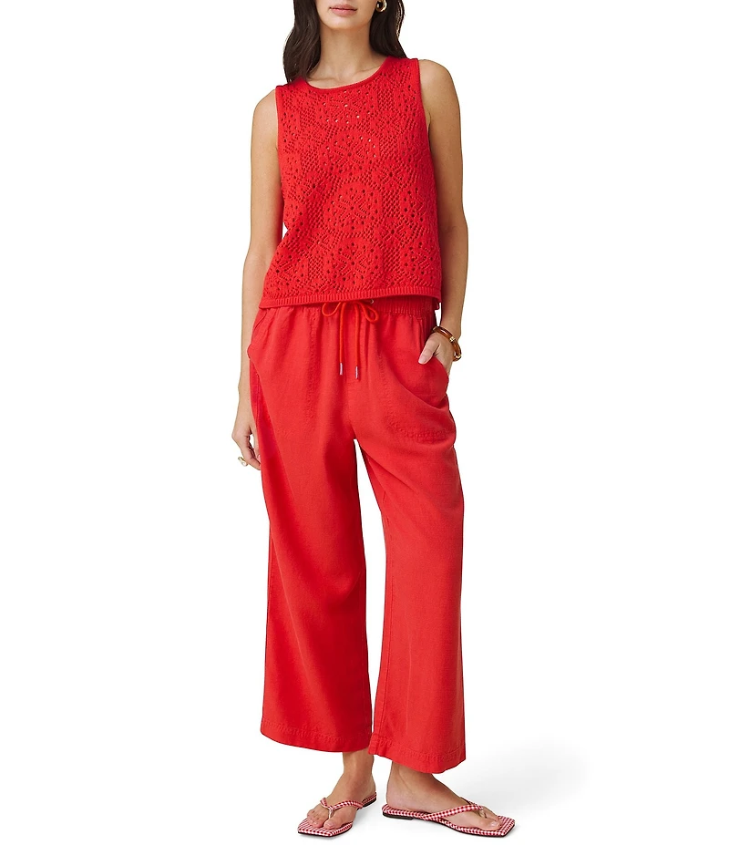 Splendid Beckham Crochet Crew Neck Sleeveless Tank