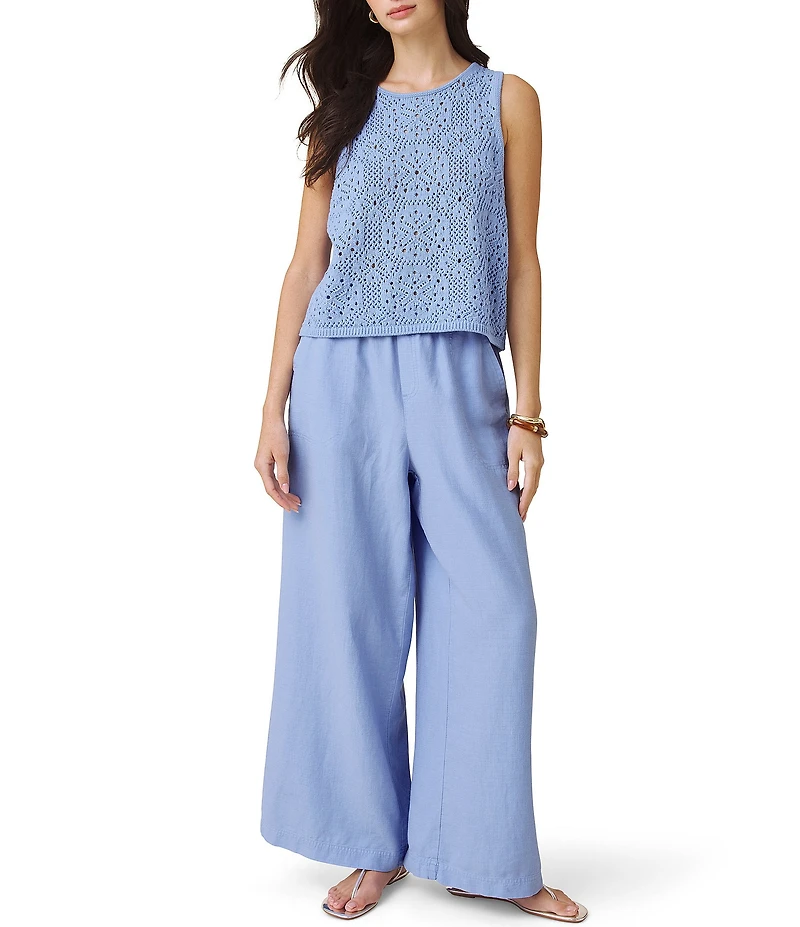 Splendid Beckham Crochet Crew Neck Sleeveless Tank