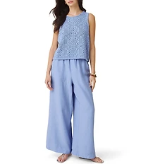 Splendid Beckham Crochet Crew Neck Sleeveless Tank