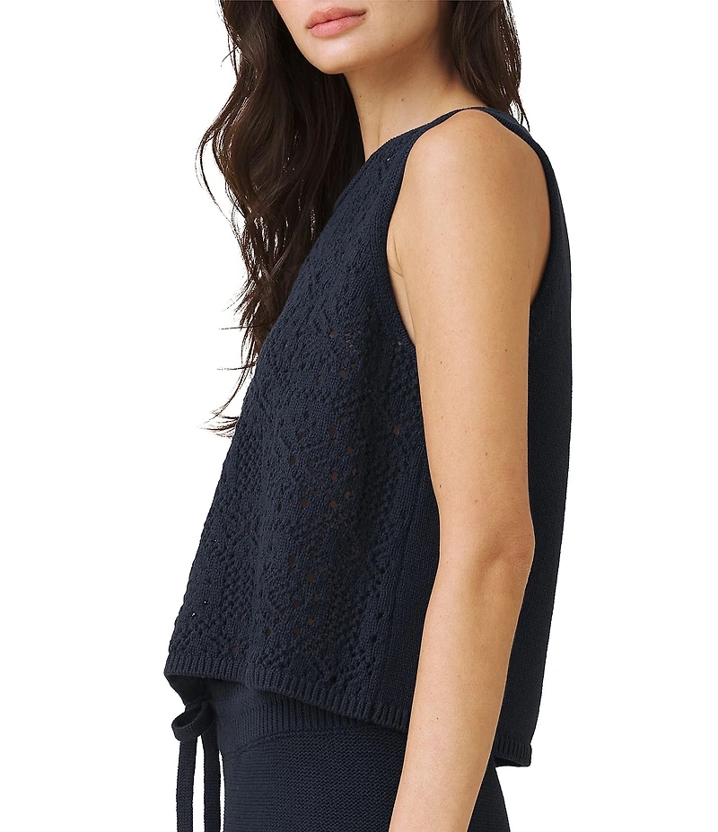Splendid Beckham Crochet Crew Neck Sleeveless Tank