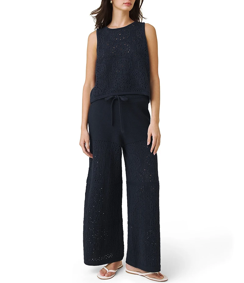 Splendid Beckham Crochet Crew Neck Sleeveless Tank