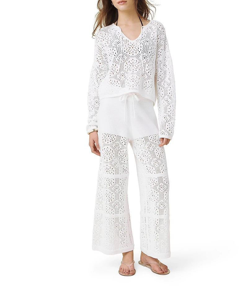 Splendid Beckham Crochet Drawstring Relaxed Wide Leg Pants
