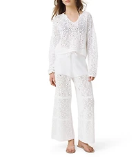 Splendid Beckham Crochet Drawstring Relaxed Wide Leg Pants