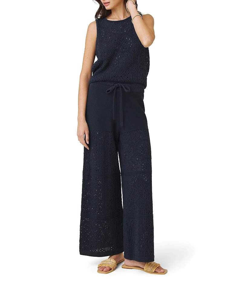 Splendid Beckham Crochet Drawstring Relaxed Wide Leg Pants