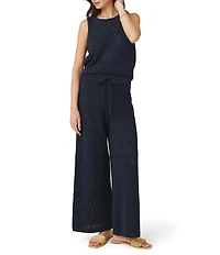 Splendid Beckham Crochet Drawstring Relaxed Wide Leg Pants