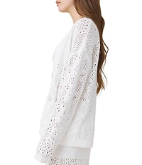 Splendid Beckham Crochet Knit Open Front Long Sleeve Cardigan