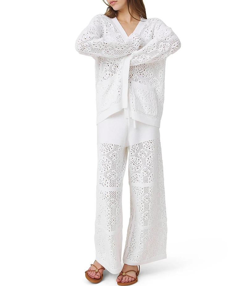 Splendid Beckham Crochet Knit Open Front Long Sleeve Cardigan