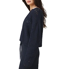Splendid Beckham Crochet V-Neck Long Sleeve Top